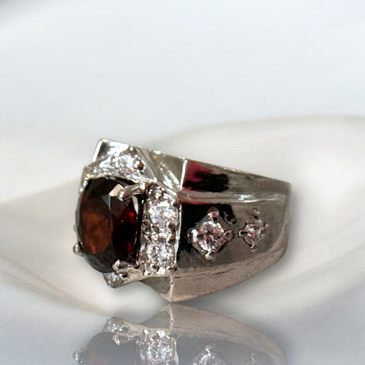 Silver Ring - Brown Garnet